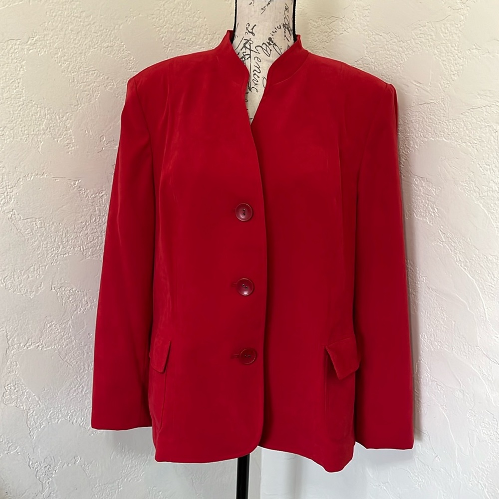 Jm Collection Red Button Down Jacket Size 16. - image 1